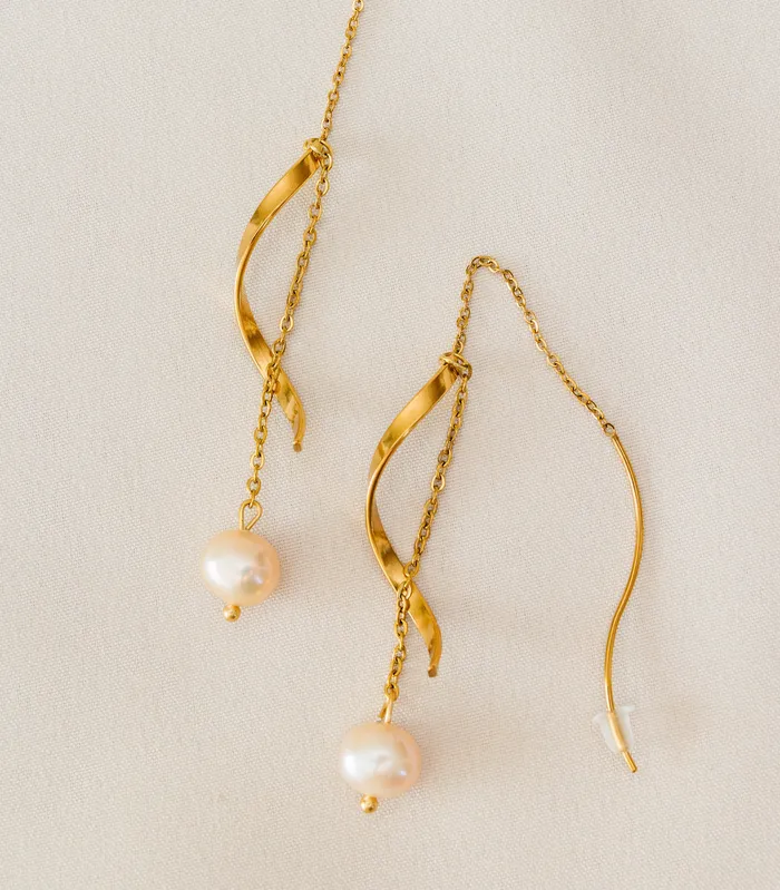 Earrings Arete Alon Wave Pearl Threader Earrings