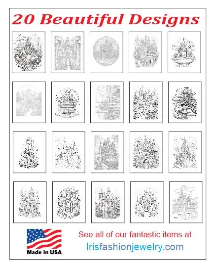 Earrings Iris Fashion Jewelry AB07 Castles Coloring Book
