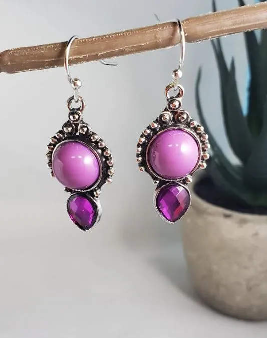 Earrings polly E919 Silver Purple Gem Earrings