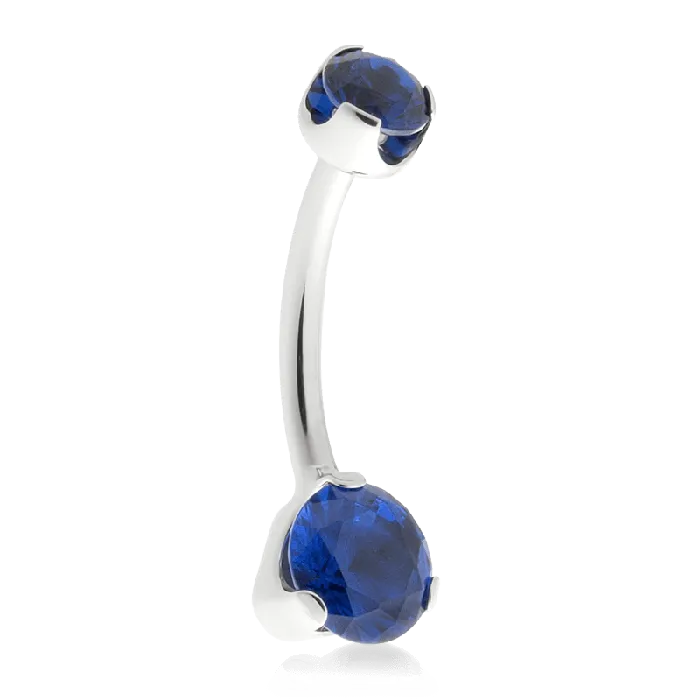 Earrings ProngSet Faceted Navel Curve Sapphire CZ Anatometal