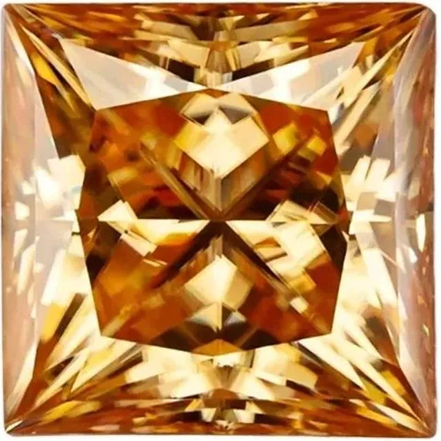 Fire Brilliance Earrings Square Diamond Faceted FAB Brown Moissanite Loose Stone