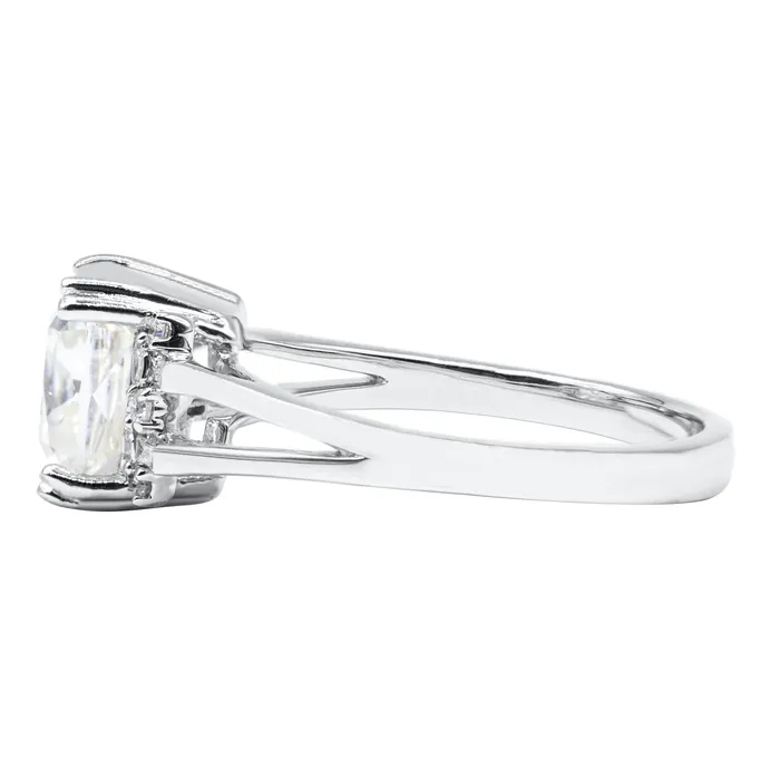 Fire Brilliance Rings 80mm Cushion Moissanite Diamond 14k Gold Geometric Side Stone Ring