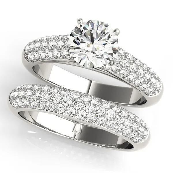 Fire Brilliance Rings Astrid Round Center Stone Triple Diamond Channel TwoTone Cathedral Engagement Ring