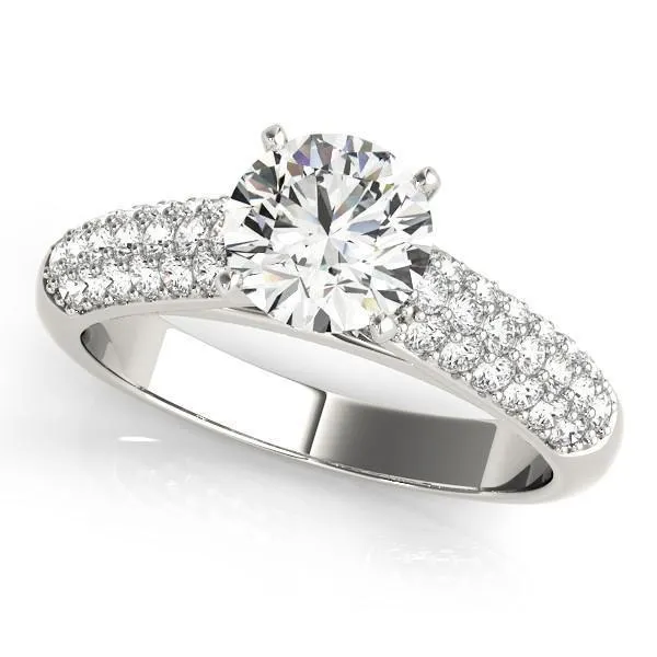 Fire Brilliance Rings Astrid Round Center Stone Triple Diamond Channel TwoTone Cathedral Engagement Ring