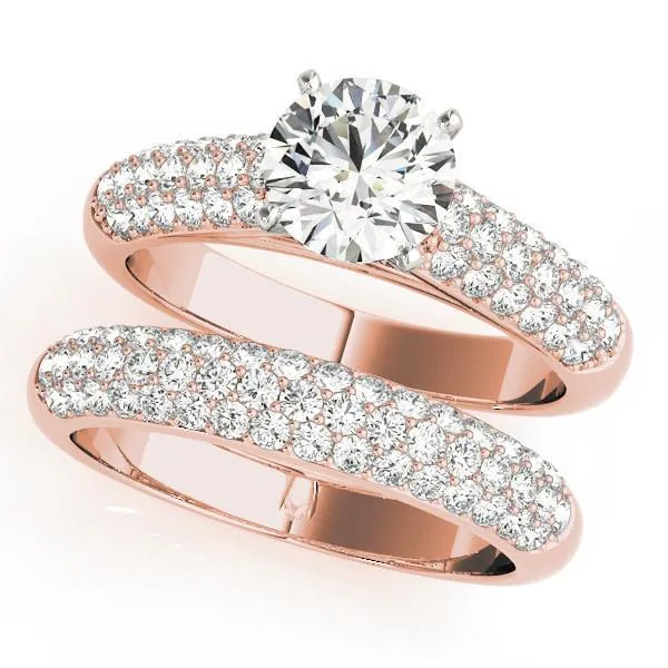 Fire Brilliance Rings Astrid Round Center Stone Triple Diamond Channel TwoTone Cathedral Engagement Ring