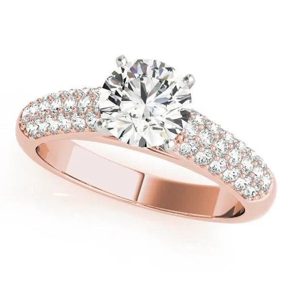Fire Brilliance Rings Astrid Round Center Stone Triple Diamond Channel TwoTone Cathedral Engagement Ring