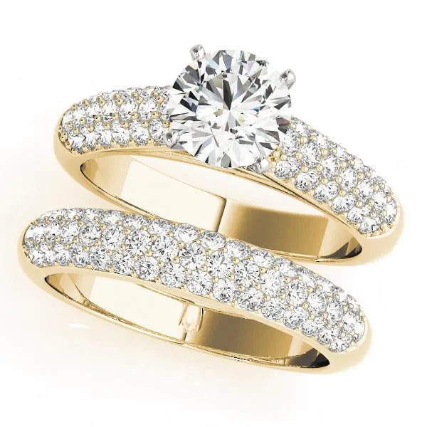 Fire Brilliance Rings Astrid Round Center Stone Triple Diamond Channel TwoTone Cathedral Engagement Ring