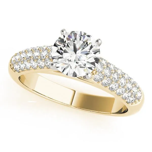 Fire Brilliance Rings Astrid Round Center Stone Triple Diamond Channel TwoTone Cathedral Engagement Ring