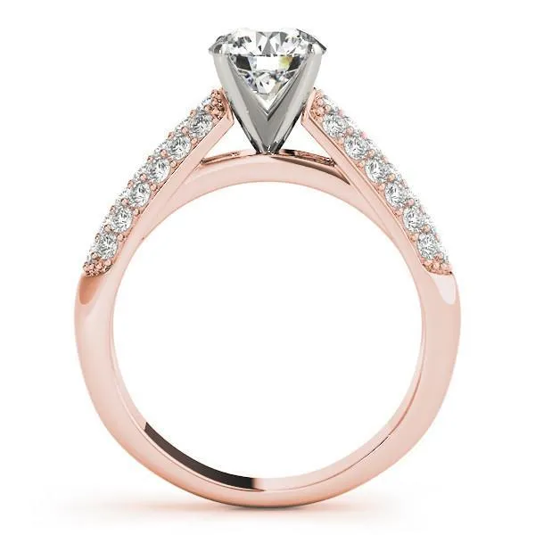 Fire Brilliance Rings Astrid Round Center Stone Triple Diamond Channel TwoTone Cathedral Engagement Ring