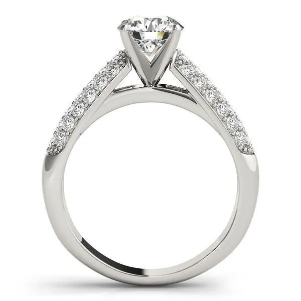 Fire Brilliance Rings Astrid Round Center Stone Triple Diamond Channel TwoTone Cathedral Engagement Ring