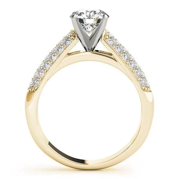 Fire Brilliance Rings Astrid Round Center Stone Triple Diamond Channel TwoTone Cathedral Engagement Ring