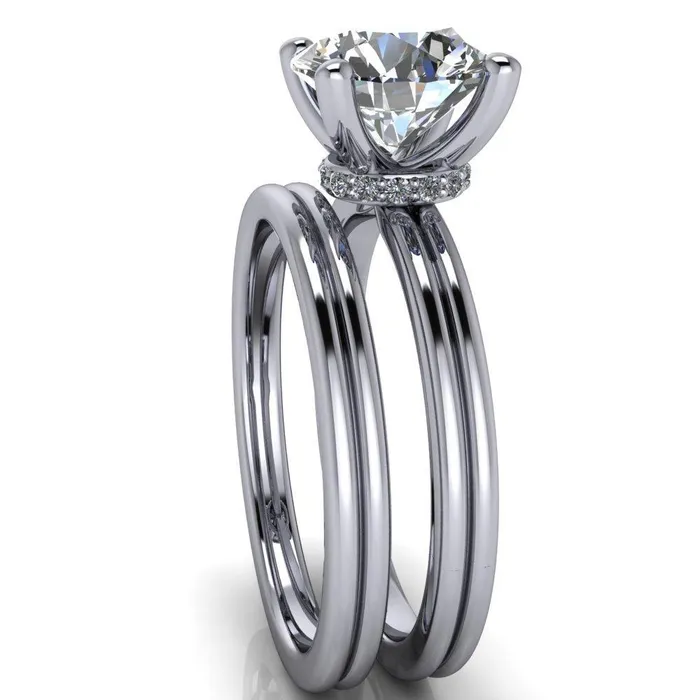 Fire Brilliance Rings Frances Round Center Stone 4 Prong Solitaire Engagement Ring