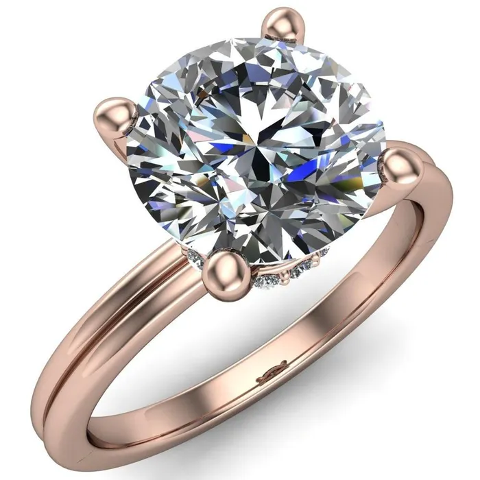 Fire Brilliance Rings Frances Round Center Stone 4 Prong Solitaire Engagement Ring