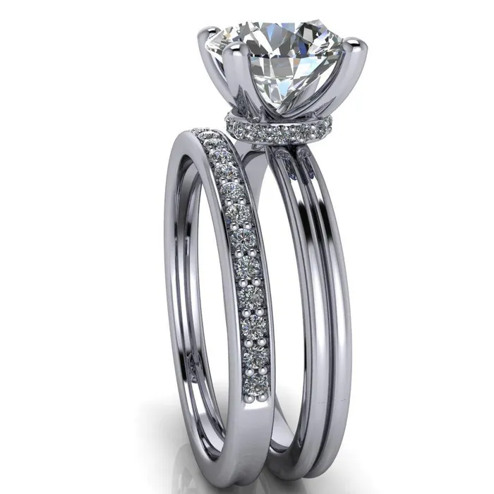 Fire Brilliance Rings Frances Round Center Stone 4 Prong Solitaire Engagement Ring