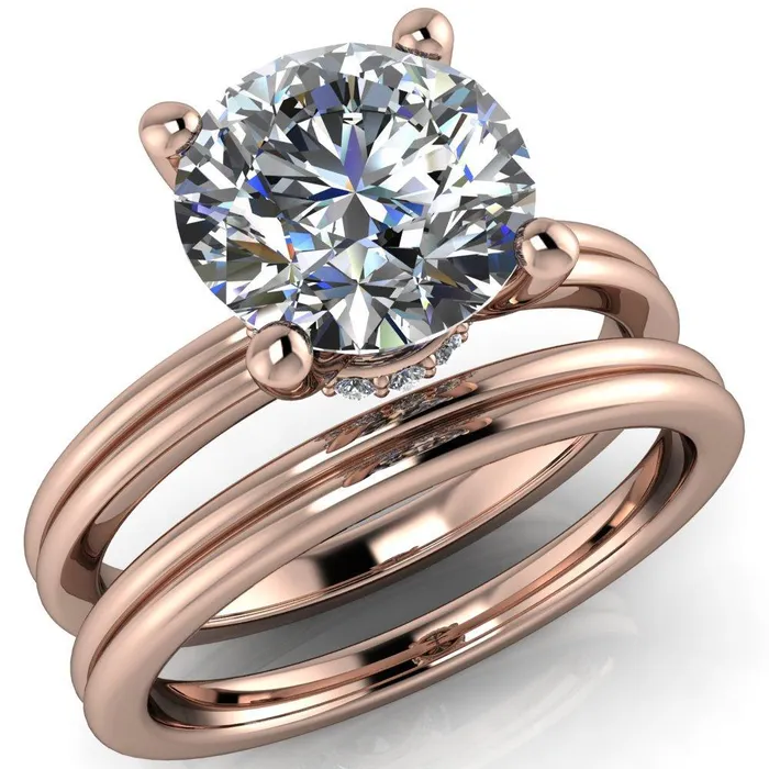 Fire Brilliance Rings Frances Round Center Stone 4 Prong Solitaire Engagement Ring