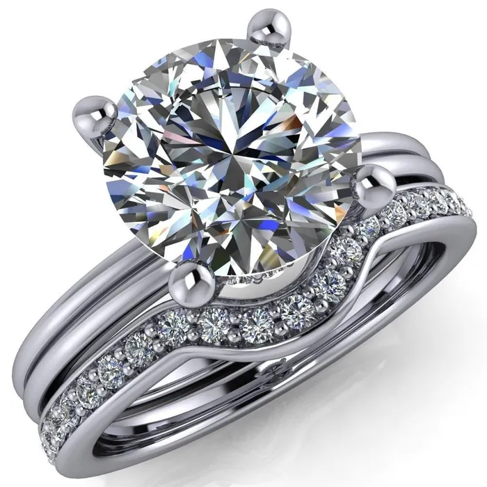 Fire Brilliance Rings Frances Round Center Stone 4 Prong Solitaire Engagement Ring