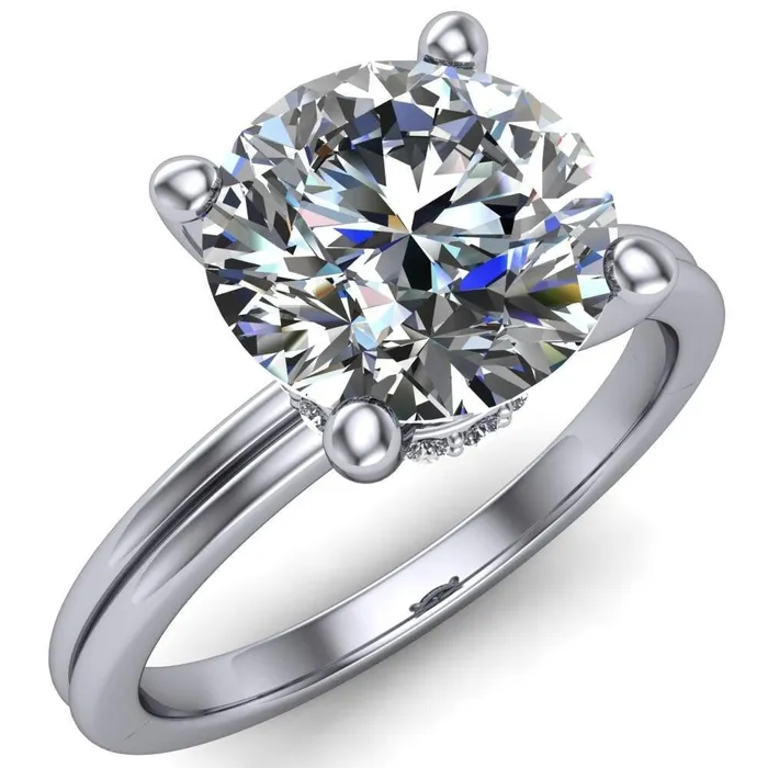 Fire Brilliance Rings Frances Round Center Stone 4 Prong Solitaire Engagement Ring