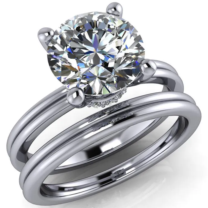 Fire Brilliance Rings Frances Round Center Stone 4 Prong Solitaire Engagement Ring