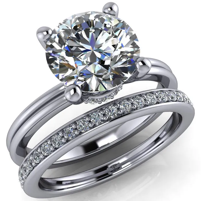 Fire Brilliance Rings Frances Round Center Stone 4 Prong Solitaire Engagement Ring