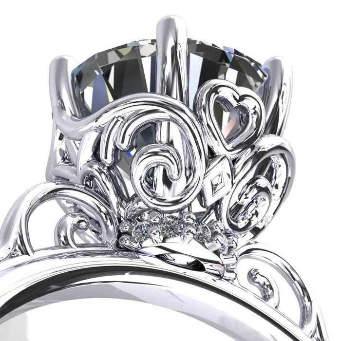 Fire Brilliance Rings French Garden Round Center Stone Engagement Ring