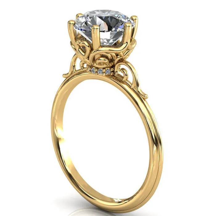 Fire Brilliance Rings French Garden Round Center Stone Engagement Ring