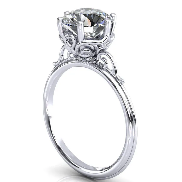 Fire Brilliance Rings French Garden Round Center Stone Engagement Ring