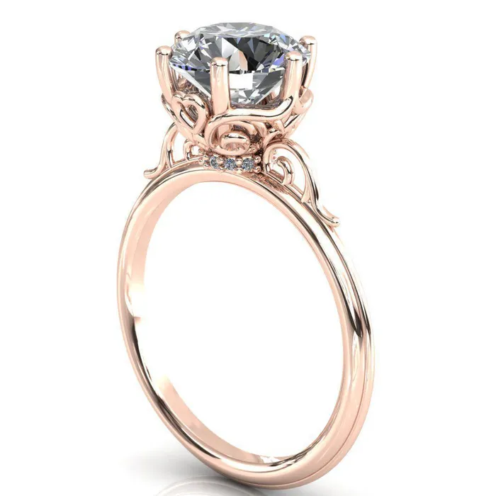 Fire Brilliance Rings French Garden Round Center Stone Engagement Ring
