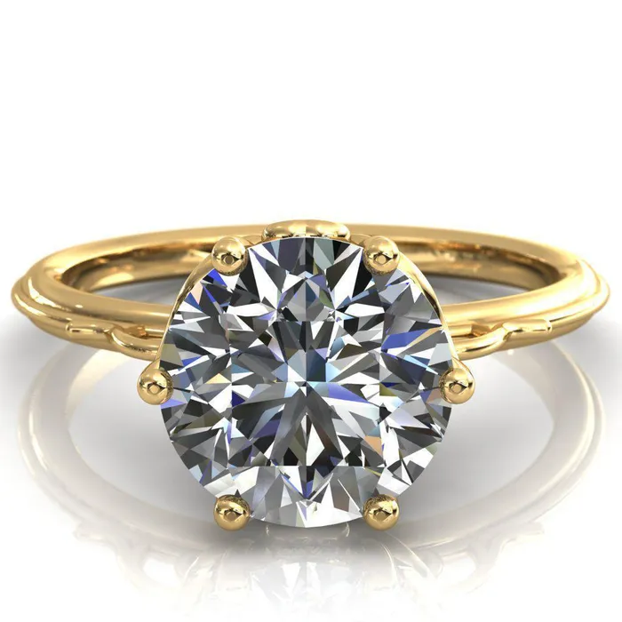 Fire Brilliance Rings French Garden Round Center Stone Engagement Ring