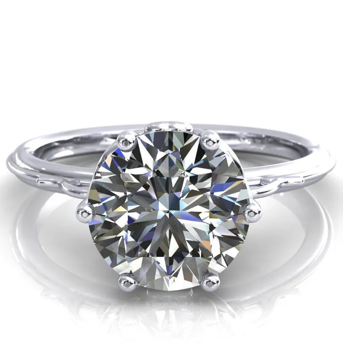 Fire Brilliance Rings French Garden Round Center Stone Engagement Ring