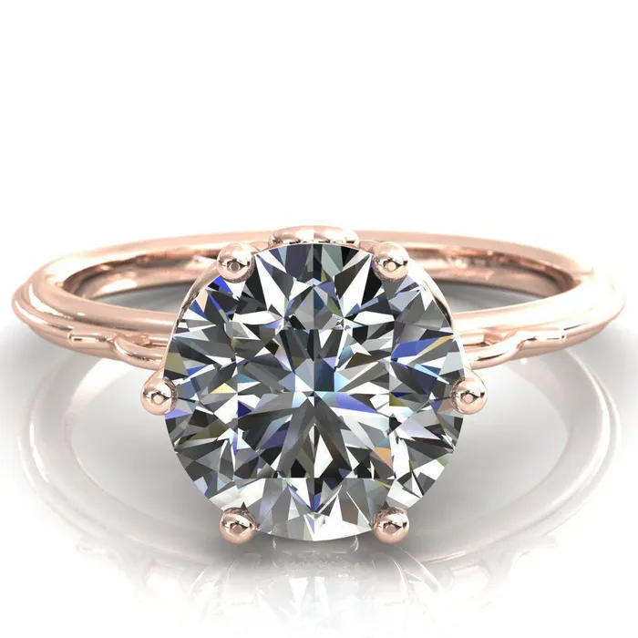Fire Brilliance Rings French Garden Round Center Stone Engagement Ring