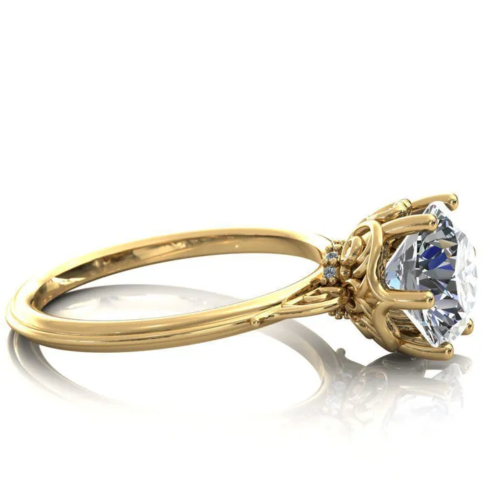 Fire Brilliance Rings French Garden Round Center Stone Engagement Ring