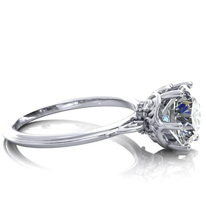 Fire Brilliance Rings French Garden Round Center Stone Engagement Ring