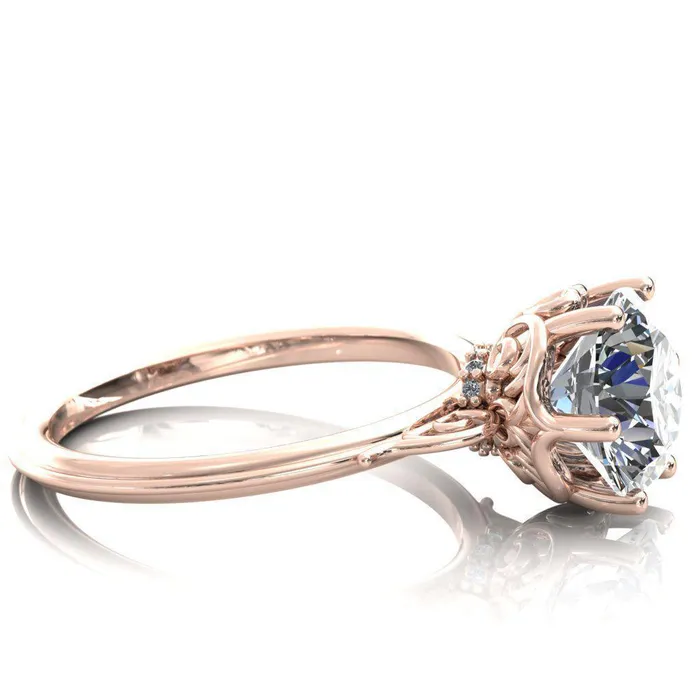 Fire Brilliance Rings French Garden Round Center Stone Engagement Ring