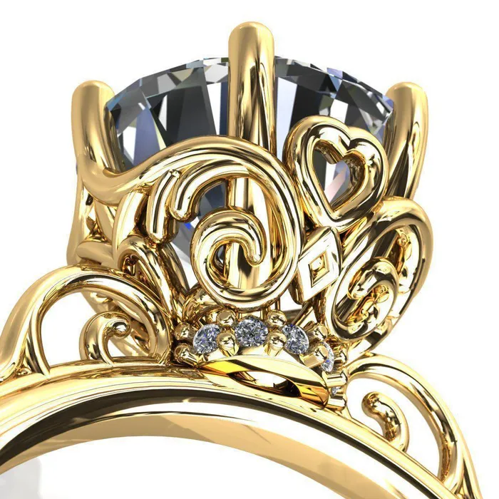 Fire Brilliance Rings French Garden Round Center Stone Engagement Ring