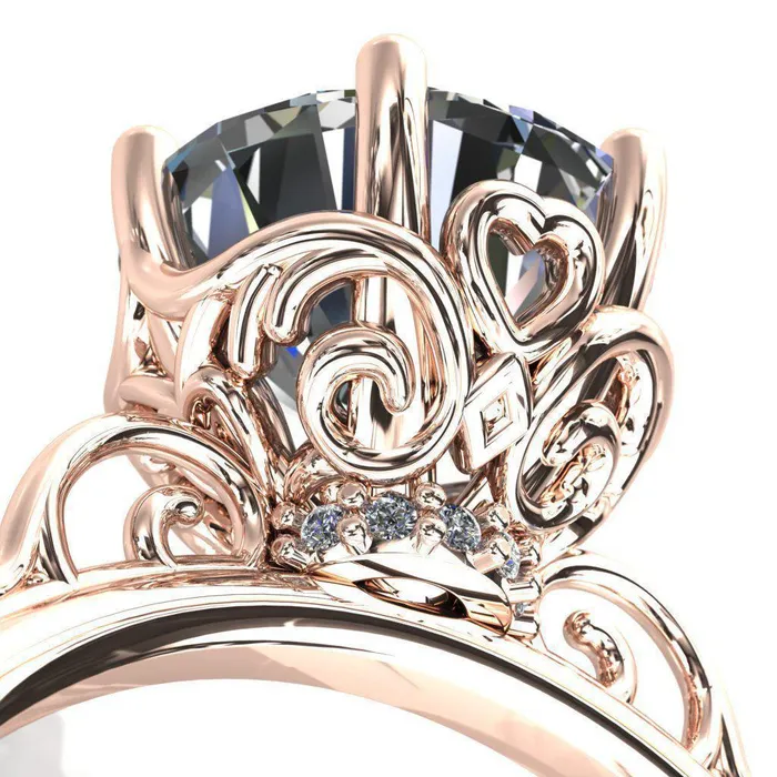 Fire Brilliance Rings French Garden Round Center Stone Engagement Ring