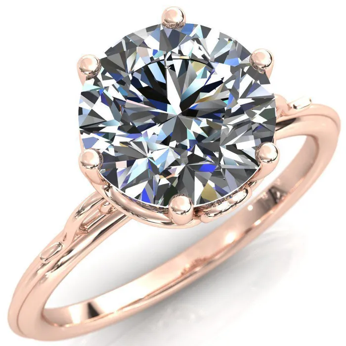 Fire Brilliance Rings French Garden Round Center Stone Engagement Ring