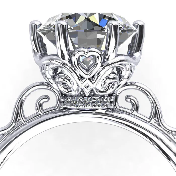 Fire Brilliance Rings French Garden Round Center Stone Engagement Ring