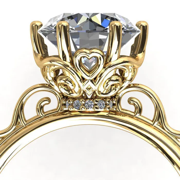 Fire Brilliance Rings French Garden Round Center Stone Engagement Ring