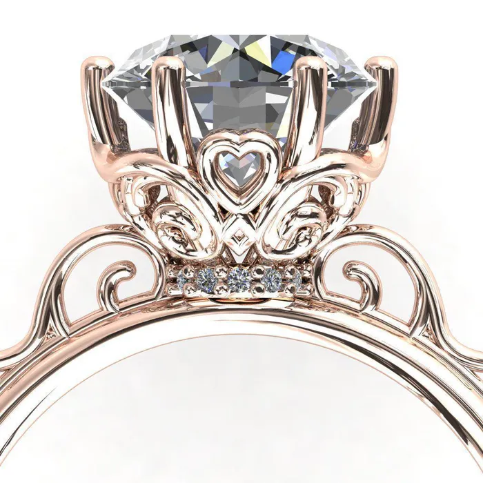 Fire Brilliance Rings French Garden Round Center Stone Engagement Ring