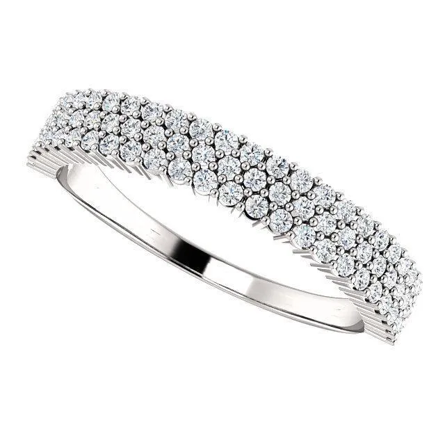 Fire Brilliance Rings Juliette Round Moissanite or Diamond 12 Eternity Micro Pave Band