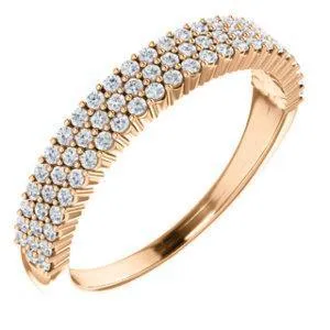 Fire Brilliance Rings Juliette Round Moissanite or Diamond 12 Eternity Micro Pave Band