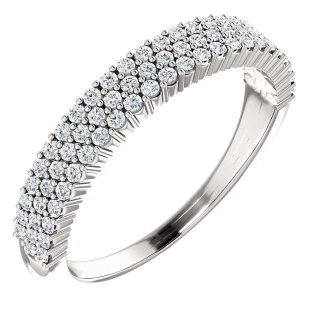 Fire Brilliance Rings Juliette Round Moissanite or Diamond 12 Eternity Micro Pave Band