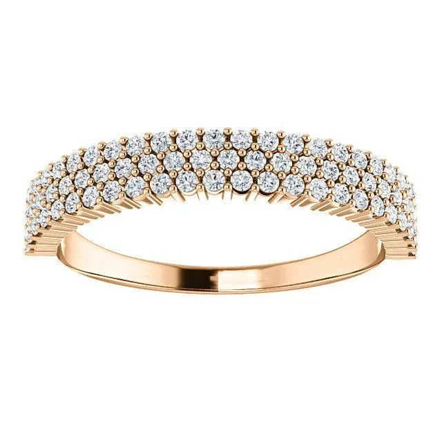 Fire Brilliance Rings Juliette Round Moissanite or Diamond 12 Eternity Micro Pave Band