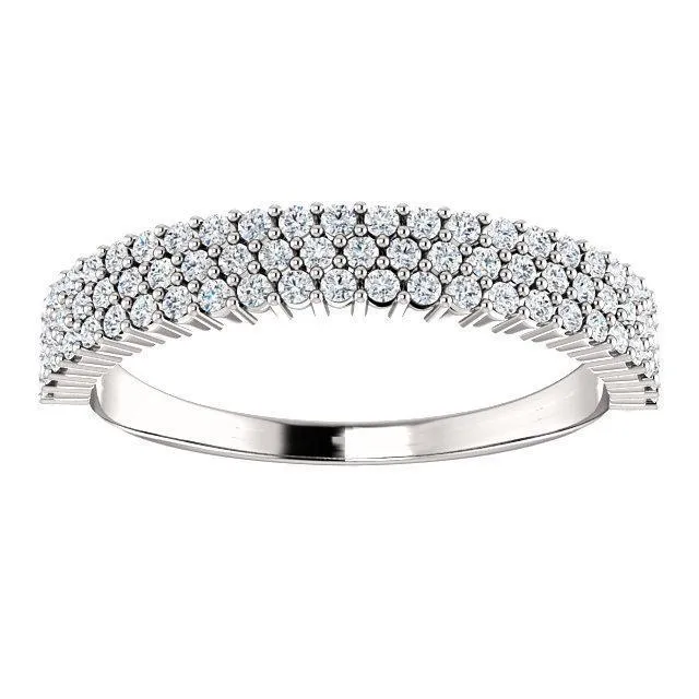 Fire Brilliance Rings Juliette Round Moissanite or Diamond 12 Eternity Micro Pave Band