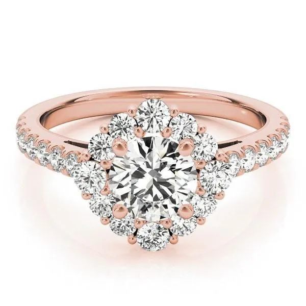 Fire Brilliance Rings Kirsten Round Center Stone Halo 4 Prong Engagement Ring