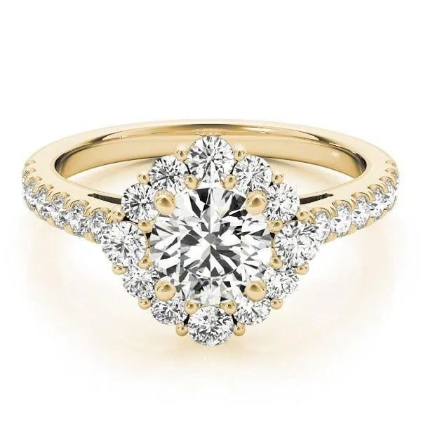 Fire Brilliance Rings Kirsten Round Center Stone Halo 4 Prong Engagement Ring