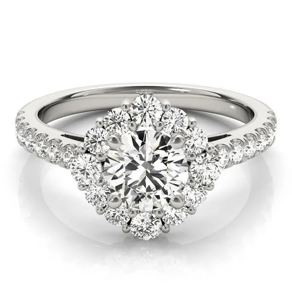 Fire Brilliance Rings Kirsten Round Center Stone Halo 4 Prong Engagement Ring