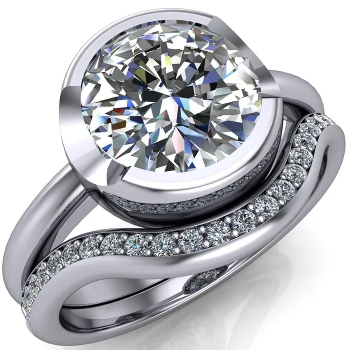Fire Brilliance Rings Mabel Round Center Stone U Gallery Bezel Set Classic Solitaire Ring