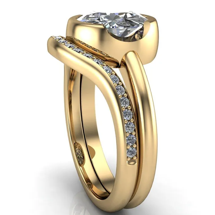 Fire Brilliance Rings Mabel Round Center Stone U Gallery Bezel Set Classic Solitaire Ring