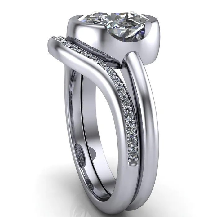 Fire Brilliance Rings Mabel Round Center Stone U Gallery Bezel Set Classic Solitaire Ring